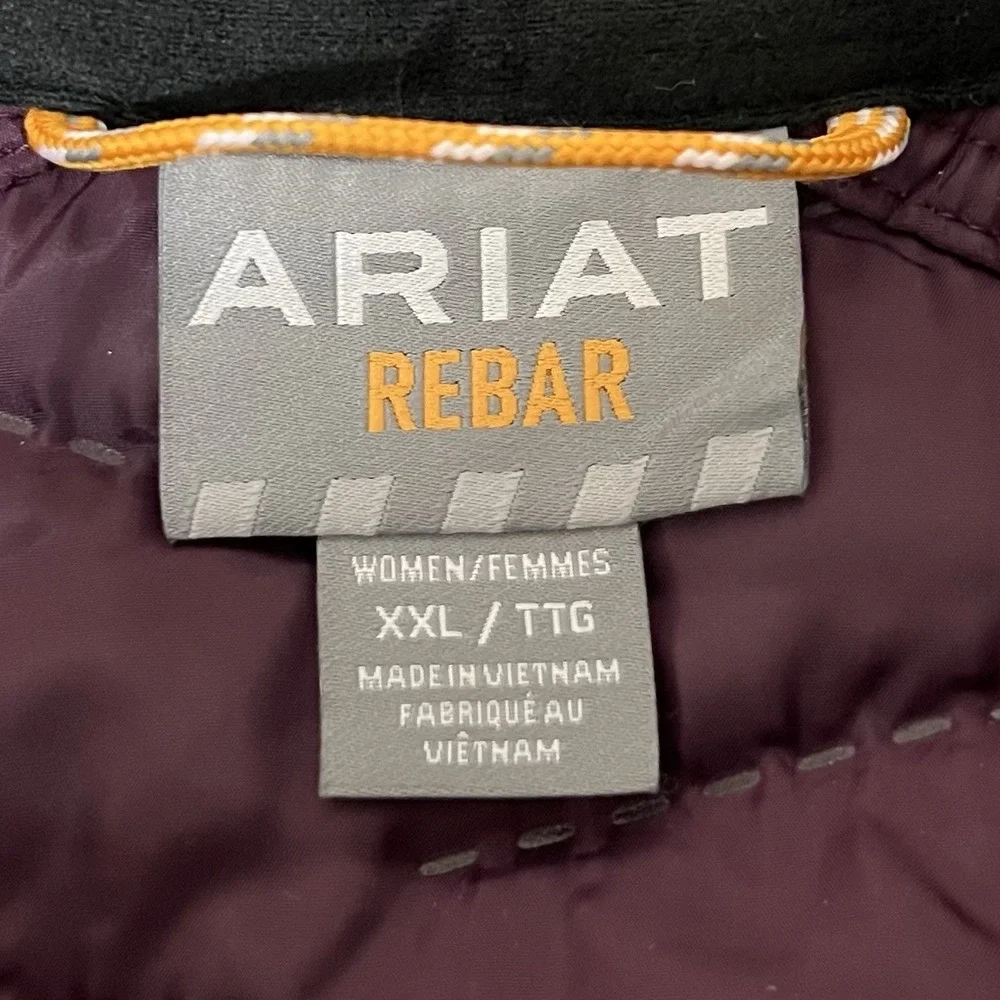 Ariat Rebar Cloud 9‎ Jacket Vest Womens 2XL Potent Purple Quilted Insulated